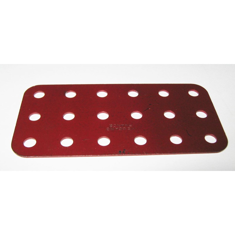 Plaque Meccano sans rebord 6x3 trous rouge