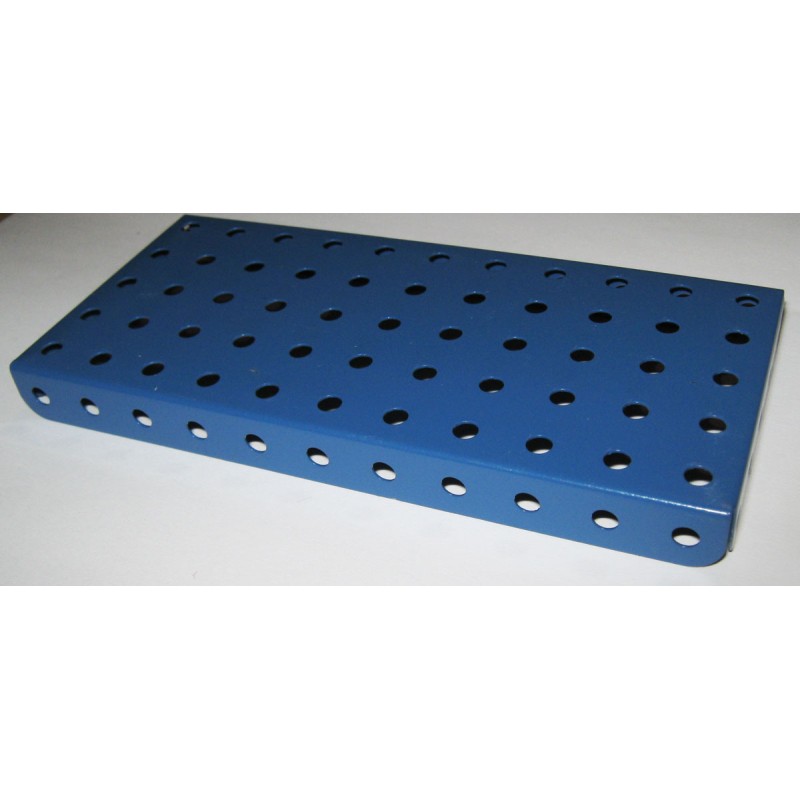 Plaque à rebord Meccano 11x5 trous bleue