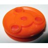 Poulie Meccano plastique 25 mm à trous orange sans moyeu 3 pans