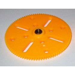 Roue Meccano de 95 dents plastique avec moyeu taraudé jaune