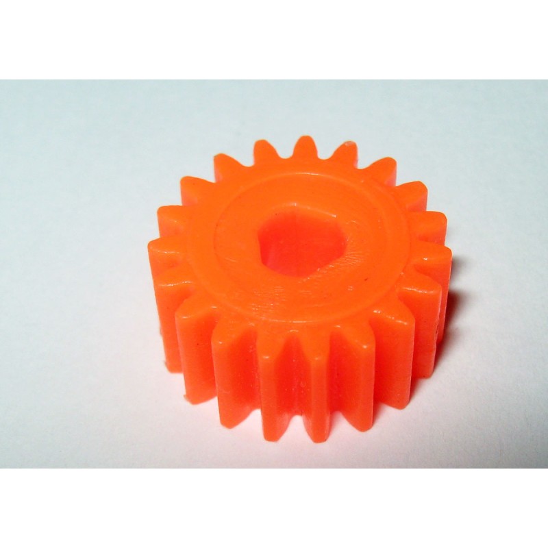 Pignon 19 dents Meccano 6 mm en plastique orange 3 pans