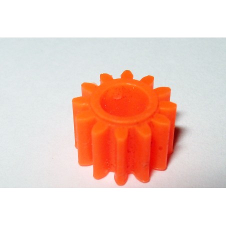 Pignon 12 dents Meccano 5 mm en plastique orange fluo 3 pans