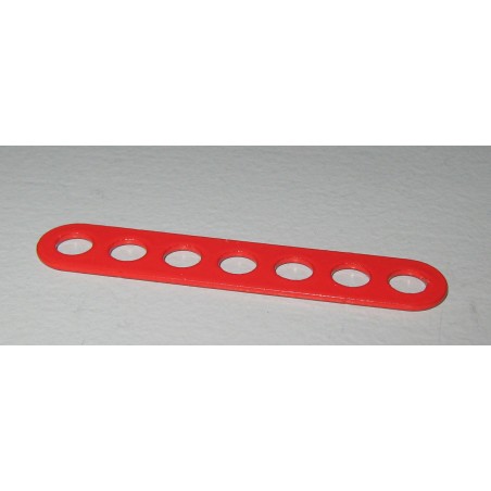 Bande Meccano étroite double perforation, 7 trous, rouge