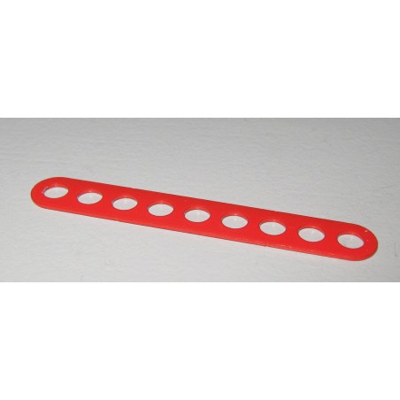 Bande Meccano étroite double perforation, 9 trous, rouge