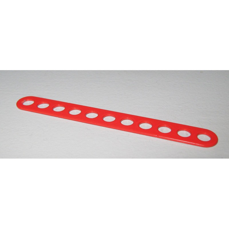 Bande Meccano étroite double perforation, 11 trous, rouge