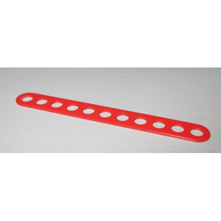 Bande Meccano étroite double perforation, 11 trous, rouge