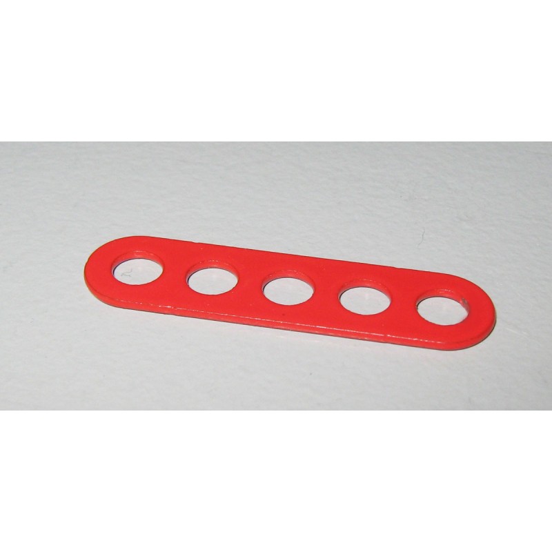 Bande Meccano étroite double perforation, 5 trous, rouge