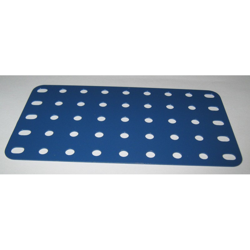 Plaque Meccano sans rebord 9x5 trous bleue